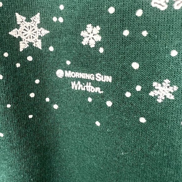 Vintage Morning Sun Womens Medium Green Winter Snow Birds Collard Sweatshirt - Picture 3 of 12